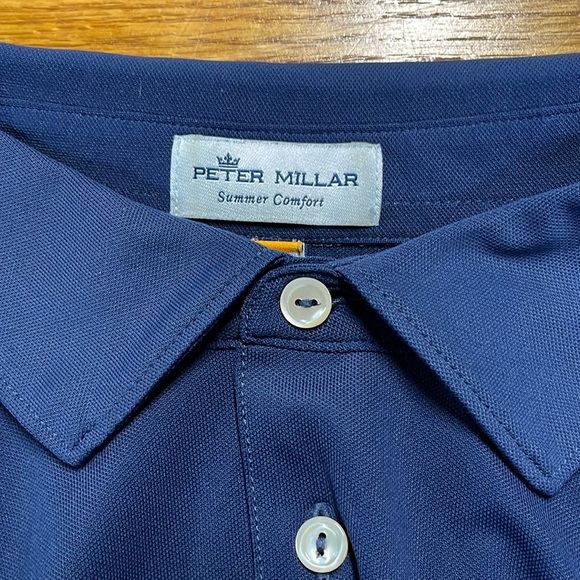 Peter Millar Solid Navy Blue Short Sleeve Golf Polo Shirt Men’s Size XL - Picture 3 of 8